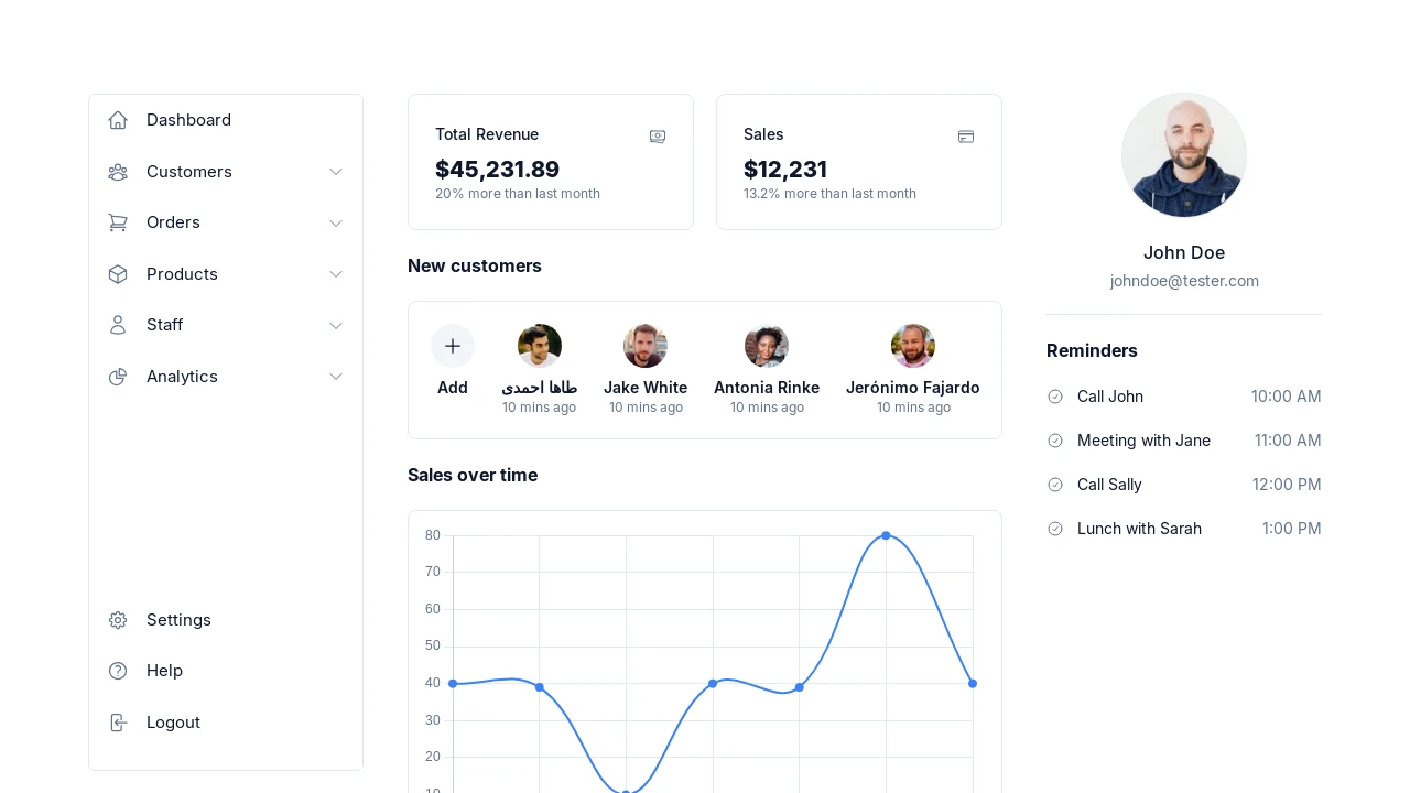 A screenshot of Analytics UI