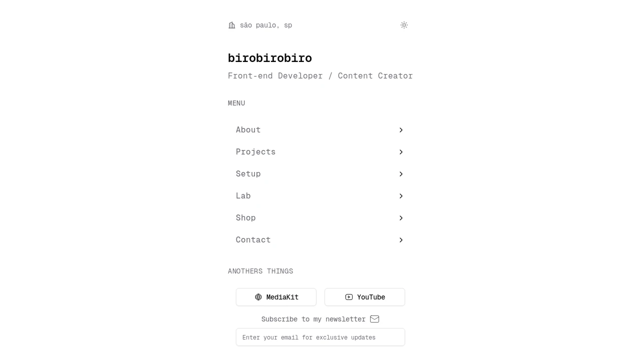 A screenshot of birobirobiro.dev