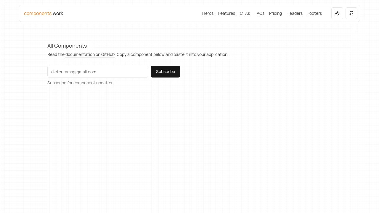 A screenshot of Components