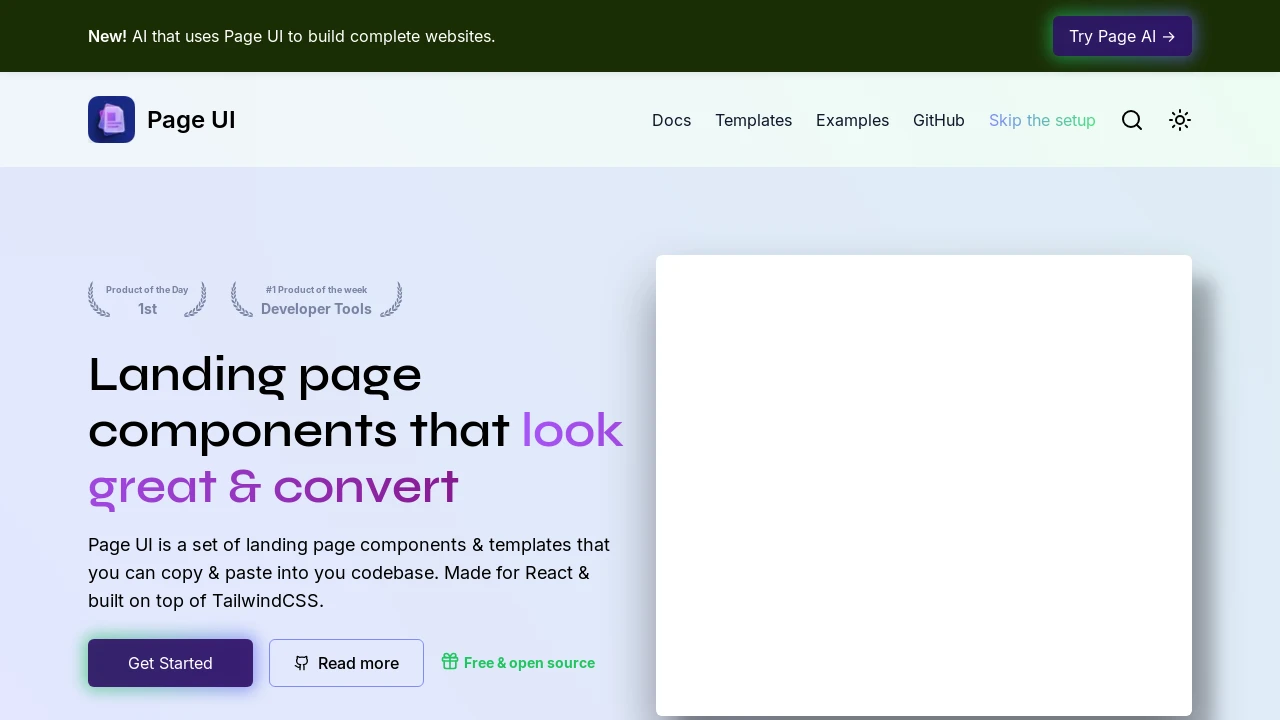 A screenshot of Page UI