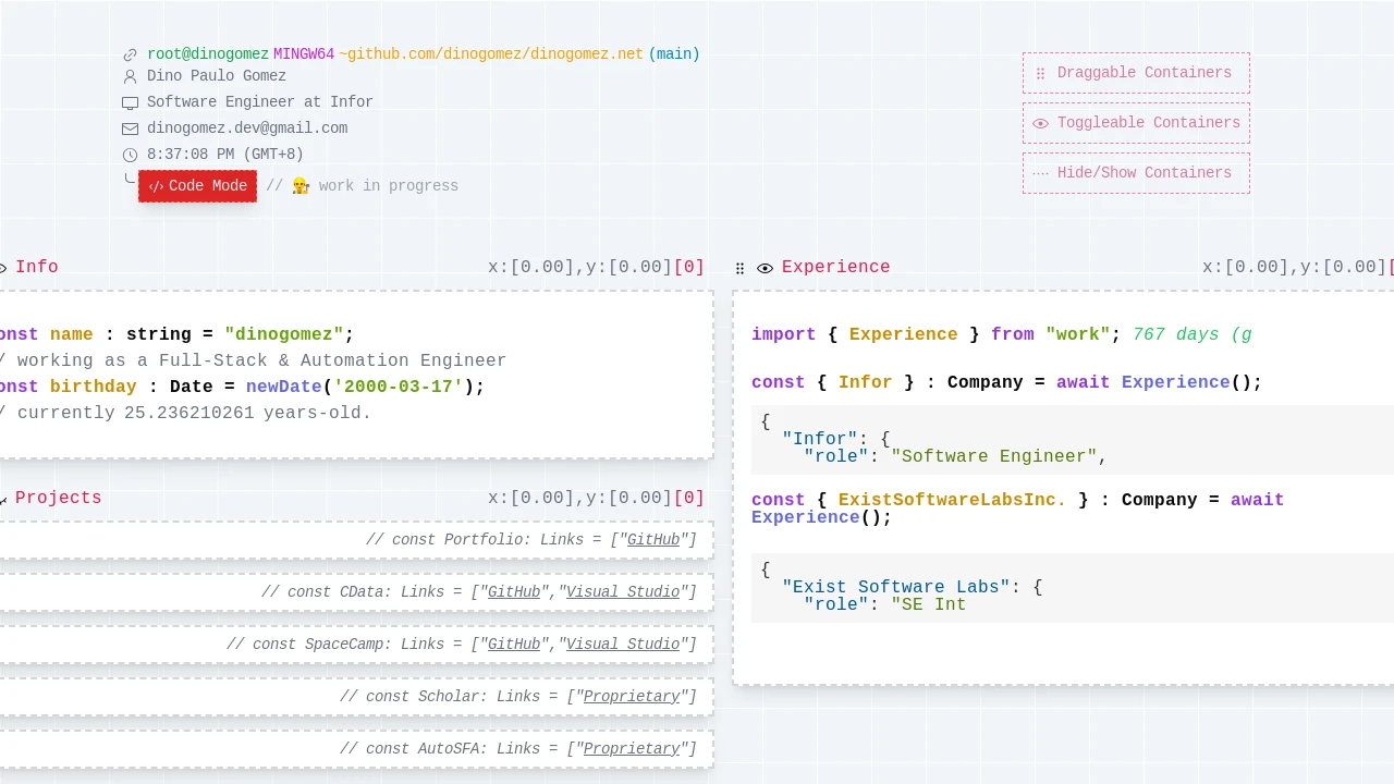 A screenshot of Dinogomez.net