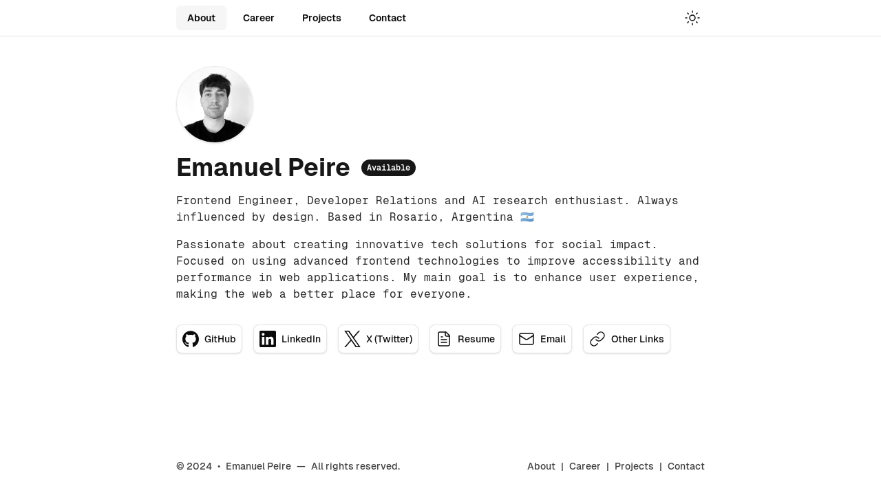 A screenshot of Emapeire Personal Site
