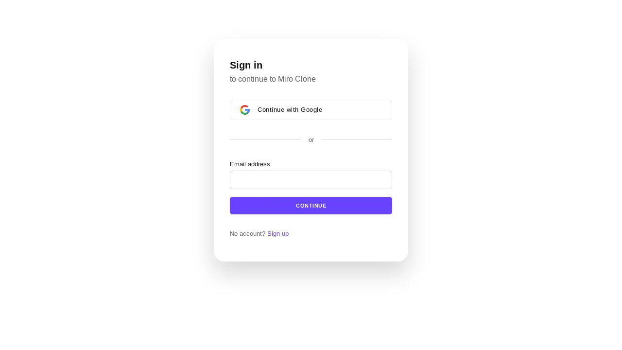 A screenshot of Miro Clone Nextjs