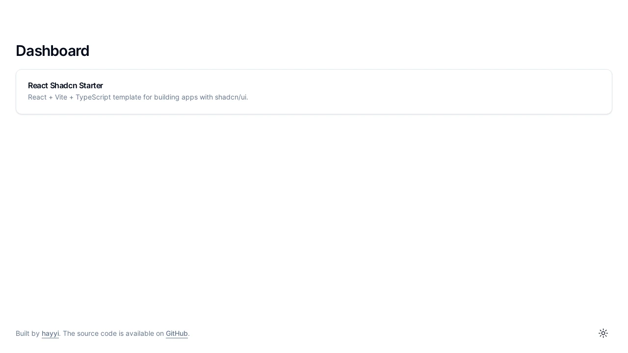 A screenshot of Shadcn Sample