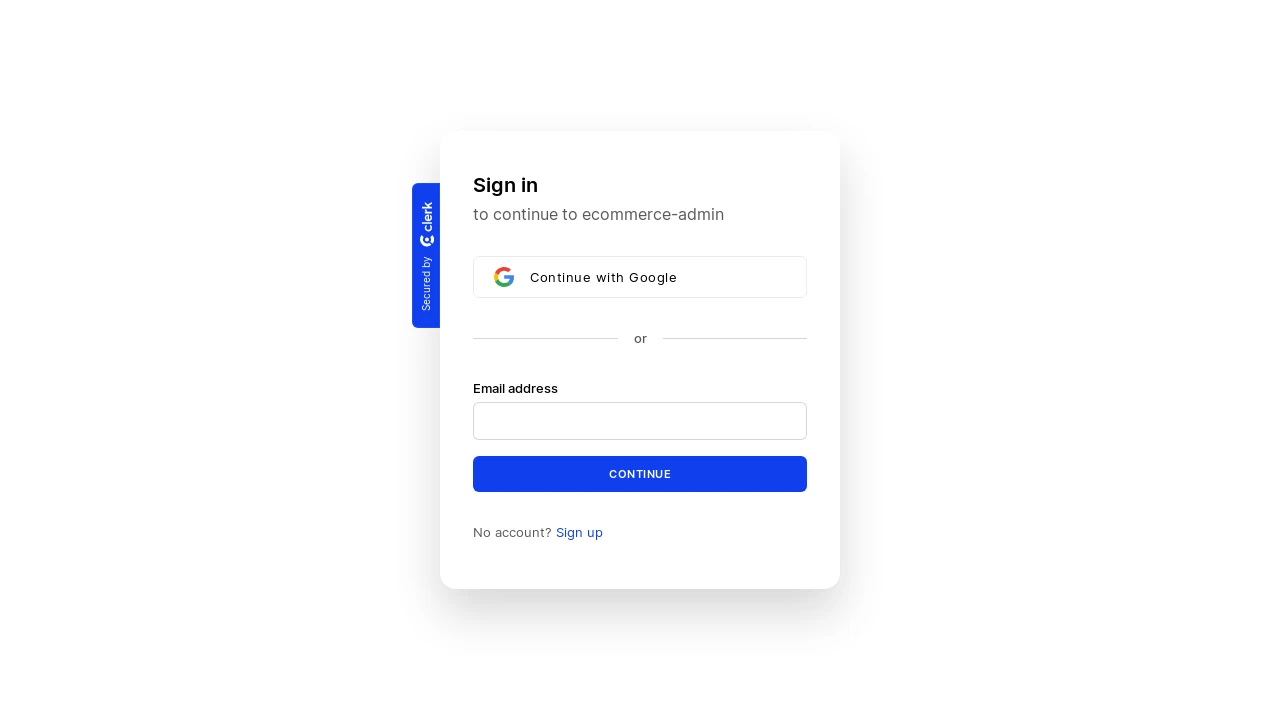 A screenshot of Ecommerce Admin