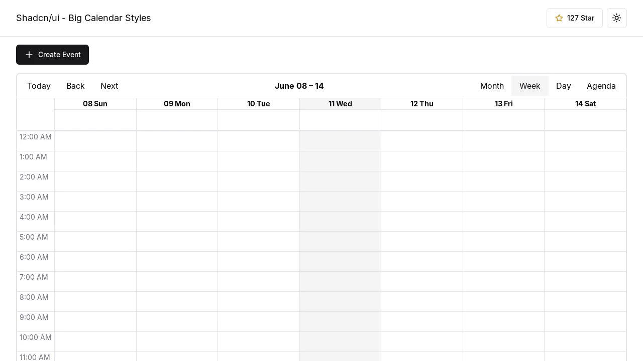 A screenshot of Shadcn UI Big Calendar
