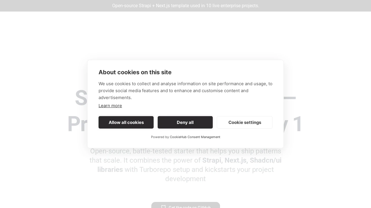 A screenshot of Strapi Next Monorepo Starter