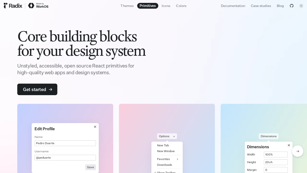 A screenshot of Radix UI