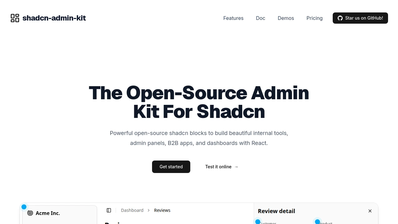 A screenshot of Shadcn Admin Kit