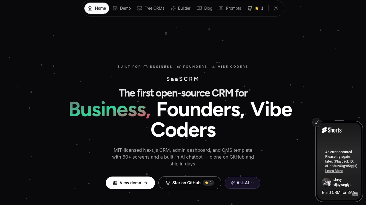 A screenshot of SaaSCRM