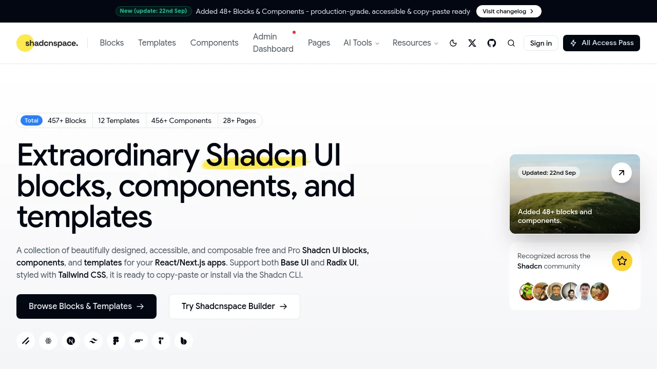 A screenshot of Shadcn Space