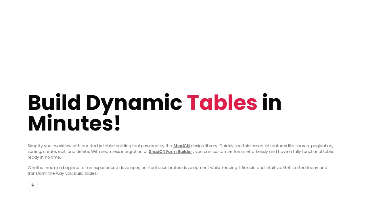 A screenshot of shadcn-table-maker