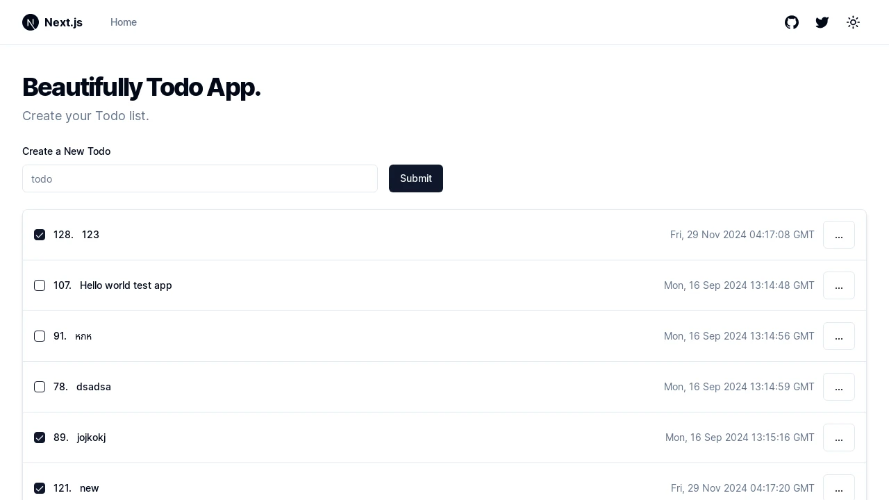 A screenshot of Todo App With Server Action