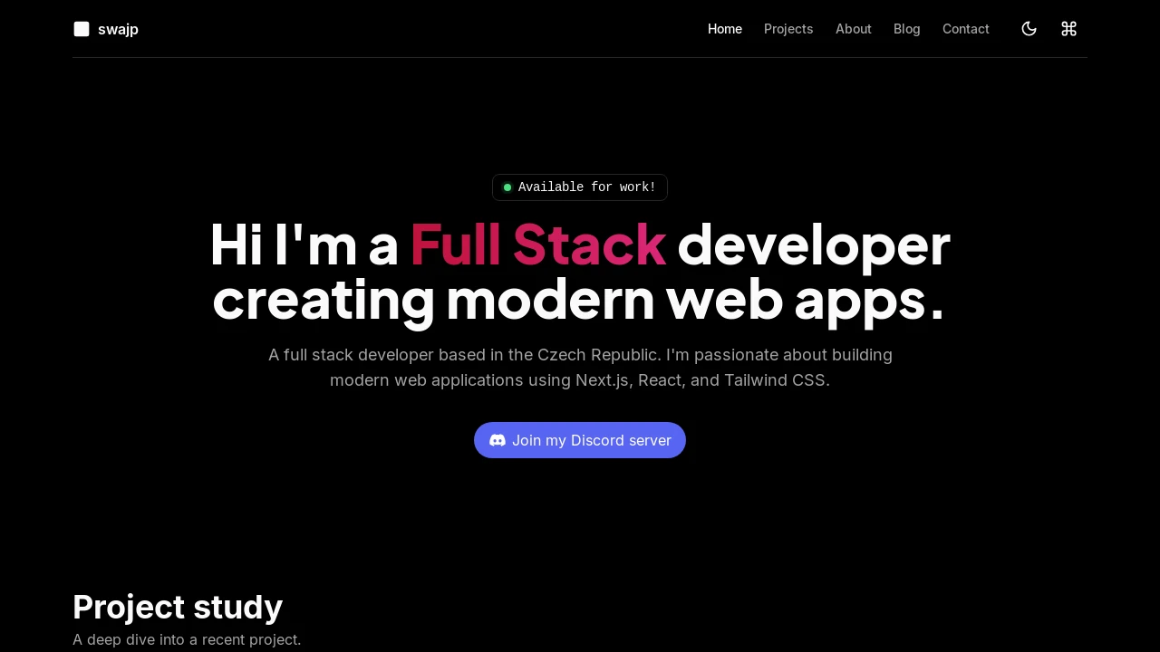 A screenshot of swajp.me
