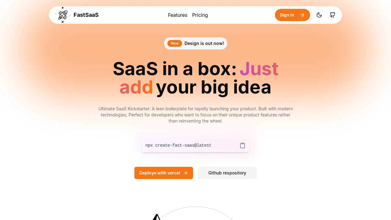 A screenshot of Fast Saas Next.js Boilerplate