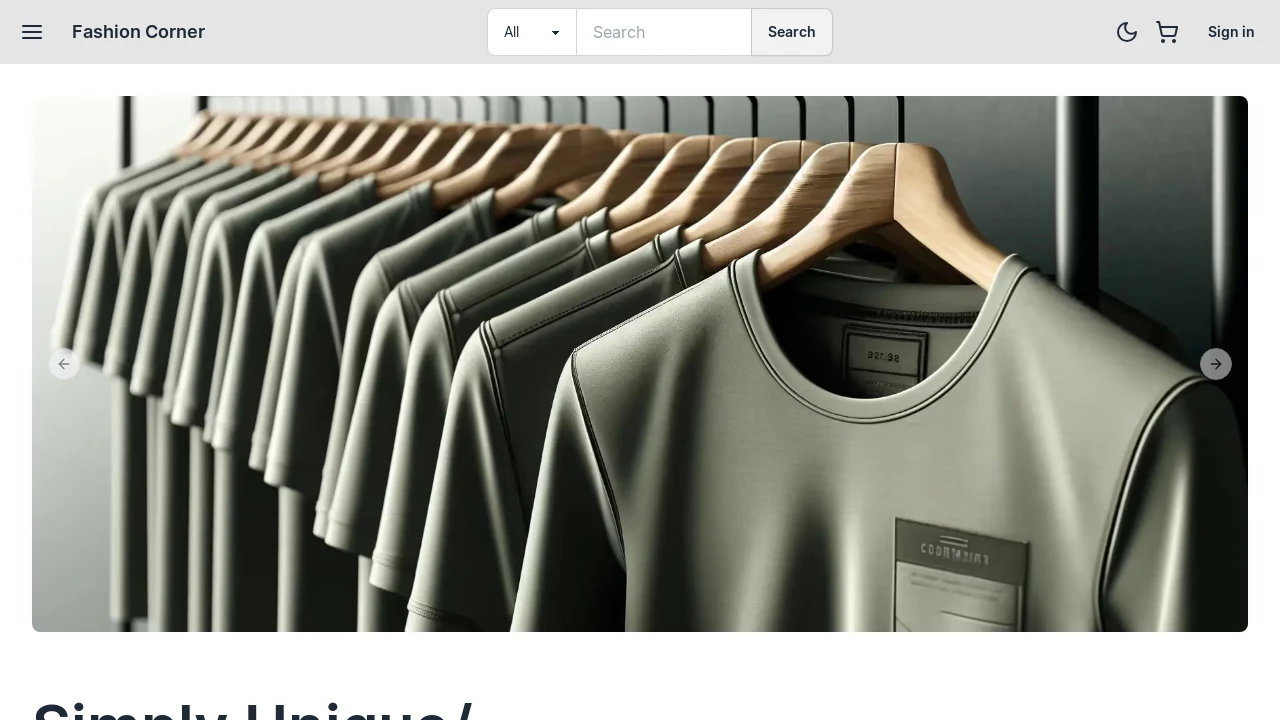 A screenshot of Fashion Corner Next.js Ecommerce